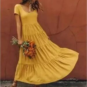 Anthropologie Mustard Maxi Dress